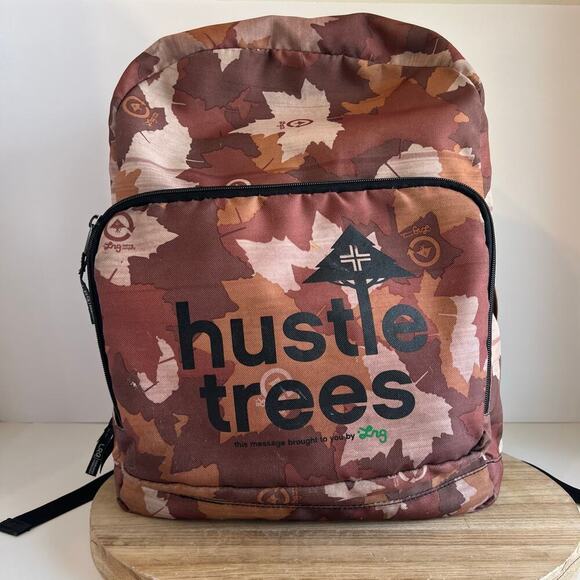 LRG Brown Leaf Print Carry on Lightweight Laptop Large Backpack Unisex - Picture 2 of 16